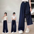 thumbnail image 7 of CPNG Girls Casual Pants Solid Color Elastic Waist Drawstring Wide Leg Pants Comfortable Breathable Lightweight Pants, 7 of 7