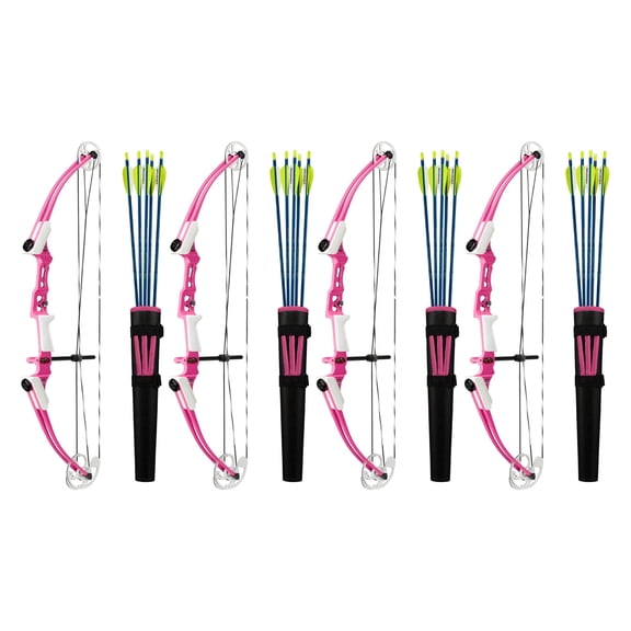 Genesis Archery Mini Compound Bow Archery Right Hand Set, Pink (4 Pack)