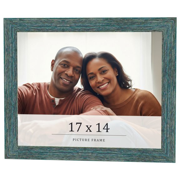 17x14 Frame Blue Rustic Barnwood Solid Wood Picture Frame Width 1.25 Inches | Interior Depth 0.5