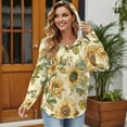 thumbnail image 3 of DISNIMO Sunflower Printed Shirts for Women Trendy Hoodies Long Sleeve Sweatshirts Waffle Pullover Tops for Women, 3XL, 3 of 7