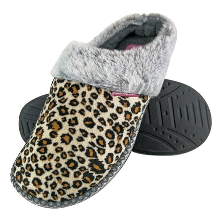 

Dunlop - Ladies Cute Cosy Plush Memory Foam Knitted Slippers With Open Back Mules