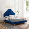 thumbnail image 2 of Tufted Platform Bed Frame, Twin Size, Velvet, Blue Navy, Modern Contemporary Urban Design, Bedroom Master Guest Suite, 2 of 10