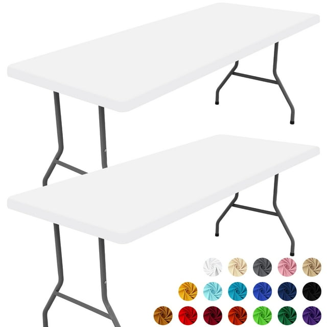 Mantel Moosfor Spandex, paquete de 2 unidades, para mesas rectangulares de 5 pies, color blanco