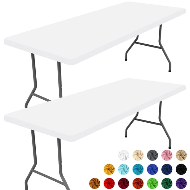 Mantel Moosfor Spandex, paquete de 2 unidades, para mesa rectangular de 6 pies, color blanco