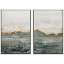 IDEA4WALL Framed Canvas Print Wall Art Set of 2 Gold & Gray Pastel Watercolor Stroke Geometric Abstract Modern Art Decorative Contemporary Artwork for Bedroom, Office - 16"x24"x2 Panels White