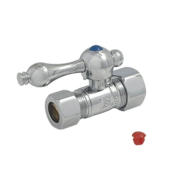 Kingston Brass CC44451 5/8-Inch O.D. Comp x 1/2-Inch O.D. Comp Quarter-Turn Straight Shut-Off Valve in Polished Chrome