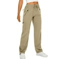 thumbnail image 2 of Mohiass Womens Hiking Pants Quick Dry UPF 50 Lightweight Travel Golf Cargo Pants Zipper Pockets Khaki XL, 2 of 4