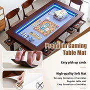 HABUTWAY Coperat Solid Wood Board Game Table with LED Lights for 4-6 Players Multi-Function Dining Table with Game Mat-Walnut