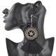 thumbnail image 3 of 1 par de pendientes de , pendientes colgantes con flecos étnicos bohemios, negro/rojo Zulema Pendientes de borlas trenzadas étnicas, 3 of 8