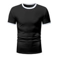 thumbnail image 4 of Big and Tall Shirts for Men Summer Fashion Color Matching T Shirt With Short Sleeves And Round Neck Plain T Shirts for Men Big Tall Striped Long Sleeved Shirt Man Workout Loose Fit 2XL, 4 of 5