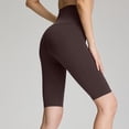 thumbnail image 5 of Asxite Women Solid High Waisted Leggings Yoga Shorts Knee Length Active Bottoms for Workout and Daily Brown M, 5 of 5
