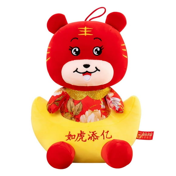 Poupée du Zodiaque 2022 Année de la Mascotte Tiger Jouet en Peluche Tiger Réunion Annuelle de l'Entreprise Cadeaux Décoration pour la Maison pour Porte d'Entrée Salon-25cm
