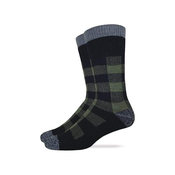 Carolina Ultimate Buffalo Plaid Full Cushion Merino Wool Blend Socks, Green, (L) Shoe Size 9-13, 1 Pair
