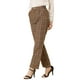 thumbnail image 4 of Pantalones largos rectos de cintura elástica con botones y cremallera de cuadros para mujer Inspire Chic M Marrón, 4 of 6