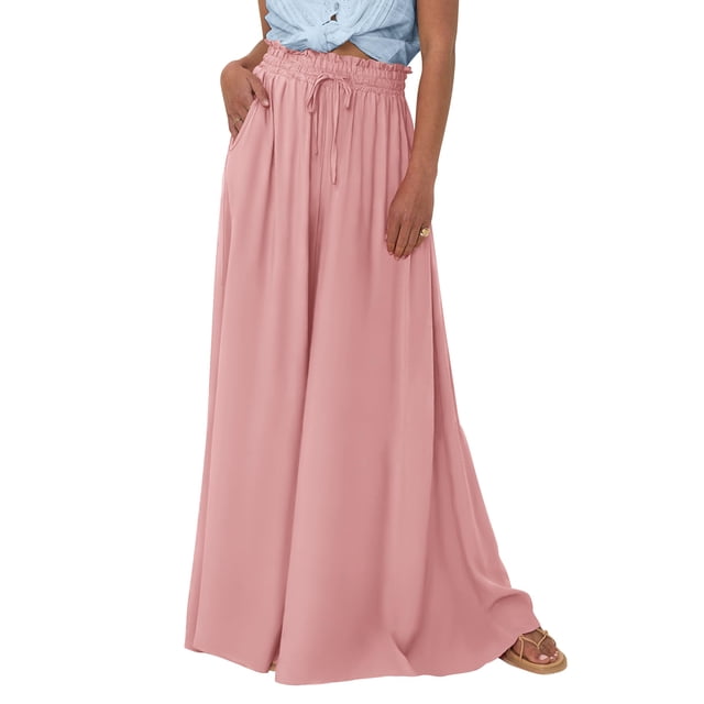 Pantalones PRETTYGARDEN Palazzo de Pierna Ancha Rosa Verano 2025 Talla M