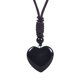 thumbnail image 1 of Xiao Hua Collar con colgante de piedra natural vintage, hecho a mano, para hombre y mujer, con forma de corazón de melocotón (negro)., 1 of 5