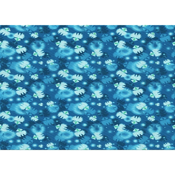 Ahgly Company Indoor Rectangle Patterned Bright Turquoise Blue Area Rugs, 2' x 4'