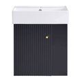 thumbnail image 5 of Resenkos 21.6" Modern Floating Bathroom Vanity with Ceramic Basin, Right Side Storage, Perfect for Small Bathrooms - Black, 5 of 20