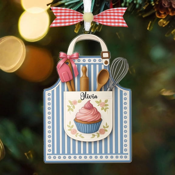 Personalized Baker Apron Christmas Ornament,Baking Ornament,Wife Baker Custom Ornament,Housewife Gift,Gift For Baking Lover,Xmas Tree Decor