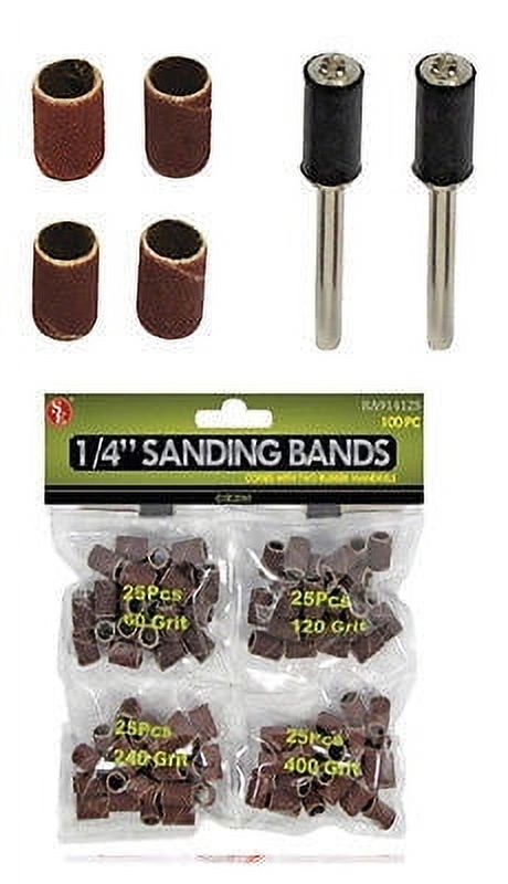 102 Piece Sanding Sander Bands Drums 1/4" Round Mixed Grits for Dremel Rotary Tools