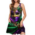 thumbnail image 4 of Women Dresses Xqxayjr Womens Mardi Gras Dress with Pockets Summer Casual Carnival Parade Party Flowy Swing Scoop Neck Holiday Dress Knee Length Sleeveless Trendy Wedding Guest Dresses, 4 of 5