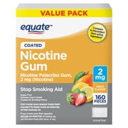 Equate Nicotine Gum 2 mg, Stop Smoking Aid, Fruit Flavor, 160 Count