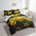 thumbnail image 3 of Erosebridal Vintage Gamepad Bedding Sets Twin Size, Yellow Comforter Sets with Sheets, Honeycomb Geometry Decor, Reversible 7pcs, 3 of 6
