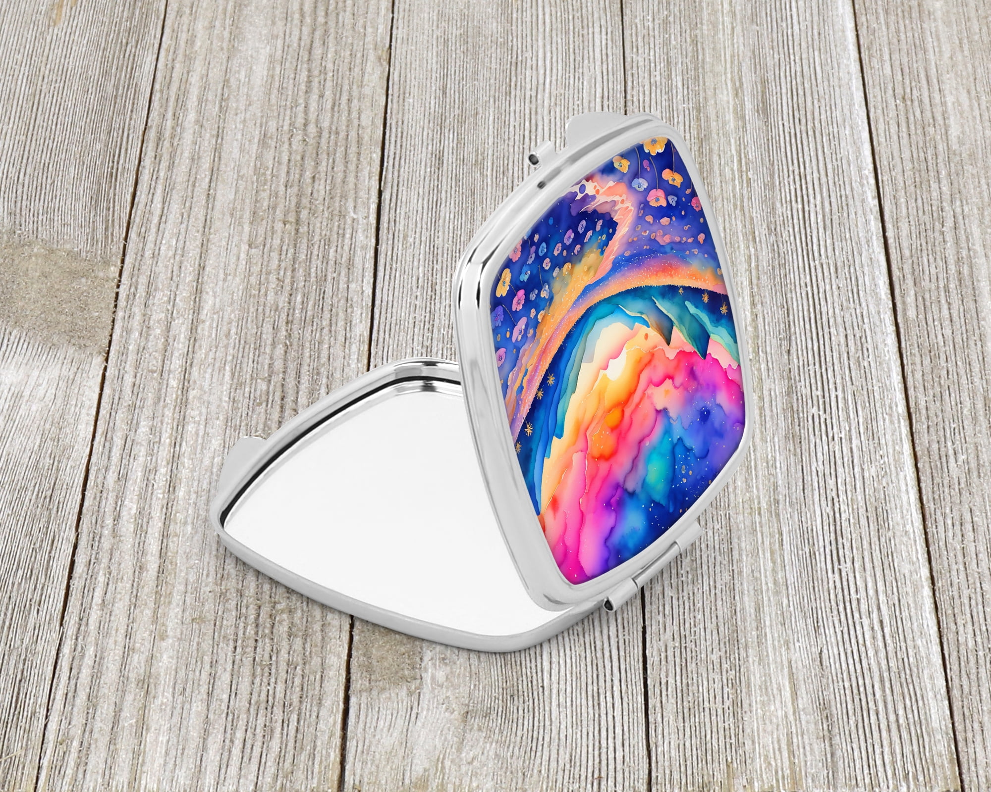 Colorful Periwinkles Compact Mirror 2.75 in x 3 in