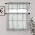 thumbnail image 3 of Chyhomenyc Light Grey Sheer Valances for Windows for Living Room, Light Filtering Solid Small Kitchen Valance Curtains, Short Voile Topper Window Treatment for Bathroom, Each 42"W x 14"L Inches, 2PCS, 3 of 8