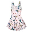 thumbnail image 5 of COEQINE Girls One Piece Swimsuit with Skirt & Built-in Brief Liner, Tank Neck Bathing Suit for Kids 3-4 Years, Polyester Spandex Swim Dress for Swim Lessons, Hummingbird Butterfly Heart, 5 of 8