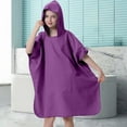 thumbnail image 2 of Beach Changing Robe 24x24in Fast Dry Surf Poncho Hooded Wetsuit Cover Adjustable Sleeves Swimming Cover Purple, 2 of 6