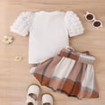 thumbnail image 4 of KAUOD Toddler Girls Short Sleeve Ribbed T Shirt Tops Plaid Skirt Outfits Easter Outfit 4t, 4 of 7