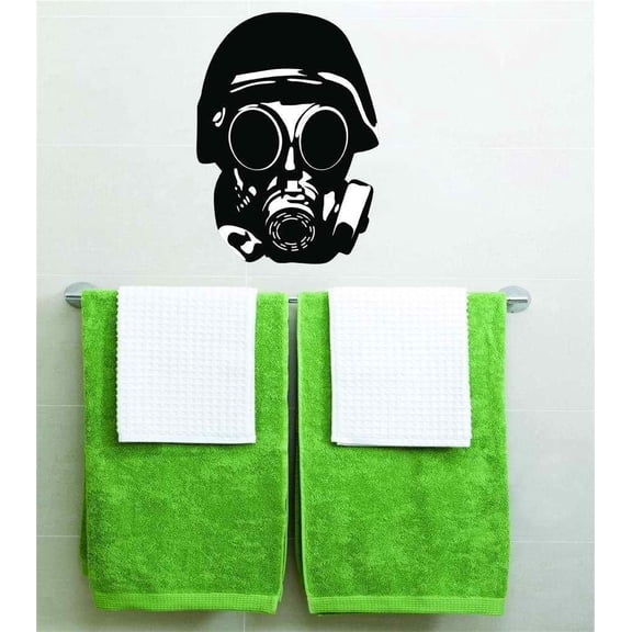 Vinyl Wall Quote Decals for Home - Gas Mask Biohazard For Savings Stylish Wall Sticker for Easy Home Decoration - Size: 14 In x 9 In