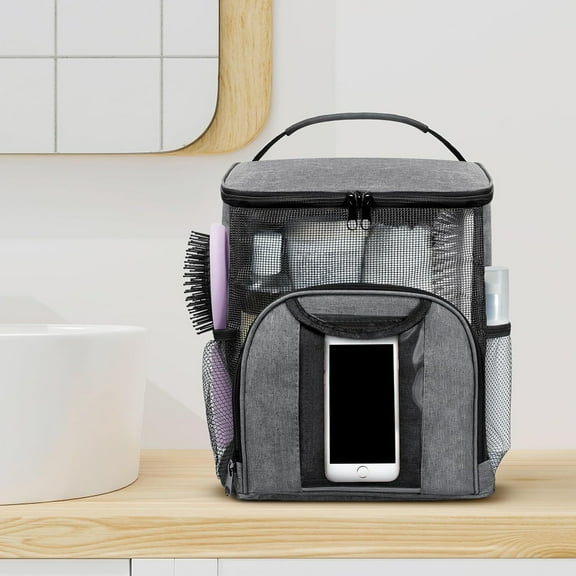 Gnmfd Large Capacity Hanging Mesh Shower Tote Bag Portable Toiletry Organizer, Bathroom Organizers and Storage with Wet Dry Separation, Travel Gym Bathing Bag, 11"x9.8"x5.9"