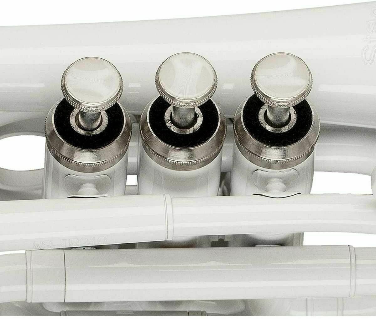 POCKET TRUMPET Bb PITCH WHITE.COLOR WITH CASE.& MOUTHPIECE, NICELY TUNED-78