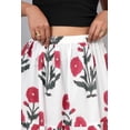 thumbnail image 3 of Women White & Red Floral Cotton Maxi Skirt | Boho Flow | Elastic Waist | Summer Wear - L, 3 of 6