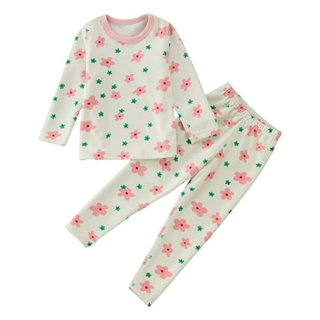 

Outfits for Teens Winter Long Sleeve Floral Prints Tops Pants Two Piece Casual Suits for Kids
