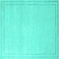 thumbnail image 1 of Ahgly Company Machine Washable Indoor Square Solid Turquoise Blue Modern Area Rugs, 4' Square, 1 of 4