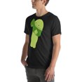 thumbnail image 4 of Minimal Cute Green Character T-Shirt | Aesthetic Cartoon Tee | Soft Unisex Graphic Shirt | Kawaii Chill Vibes Gift (Black Heather, XS), 4 of 6