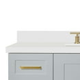 thumbnail image 5 of ARIEL 49" Grey Bathroom Vanity with 1.5" Edge Pure White Quartz Countertop & Backsplash, Center Rectangular Sink, 2 Soft Closing Doors, 9 Full Extension Dovetail Drawers, Toe Kick, Satin Brass, 5 of 9
