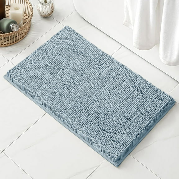 30"x20" - Light Blue Soft Cozy Plush Chenille Bath Mat Bathroom Rug