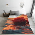 thumbnail image 5 of Fuzoiu Romantic Roses Sunset Ocean Print Ultra-Soft Micro Fleece Blanket,All Seasons Flannel Throw, Lightweight Blanket for Bed, Sofa, Couch, Movie Night, Camping, and Travel-40"x30", 5 of 7