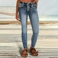 thumbnail image 3 of REALiKUN Women's Mid Waisted Button Straight Leg Front Jeans Topstitching Ripped Casual Denim Pants, 3 of 6
