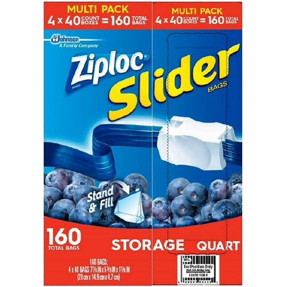 Product of Ziploc Slider Storage Bags, Quart Size, 160 ct. - Food Storage Bags & Containers [Bulk Savings]
