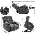 thumbnail image 6 of HSUNNS Lift Recliner Chair, Chenille Lift Recliners with Flip Armrest, Side Pockets and Cup Holder for Elderly, Power Sofa Chair with Remote Control for Living Room and Home Theater, Gray, 6 of 11