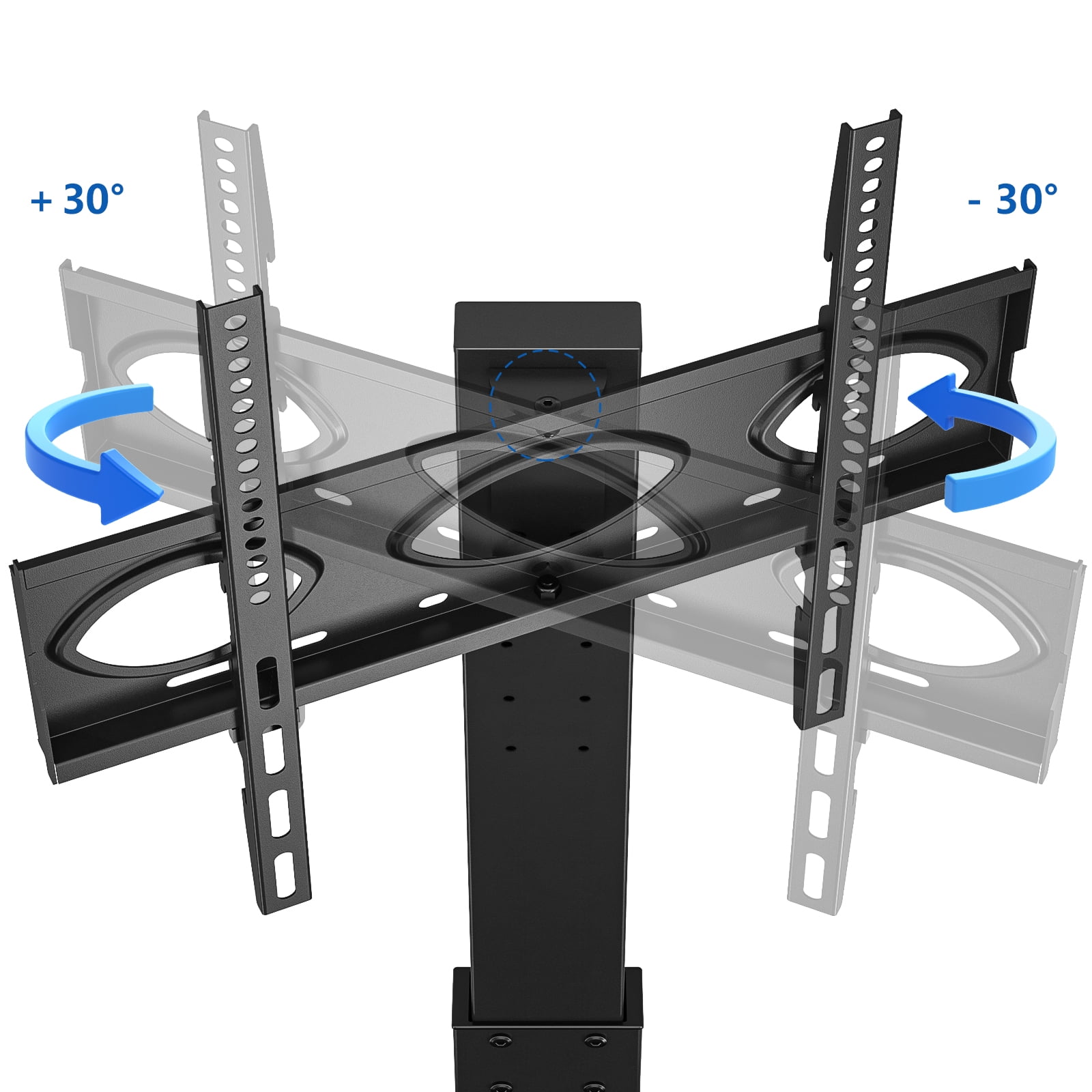 RTVR Modern Floor TV Stand with Mount for 32-70 inch Flat Screens, Black Swivel TV Stand with 2 Adjustable Shelves