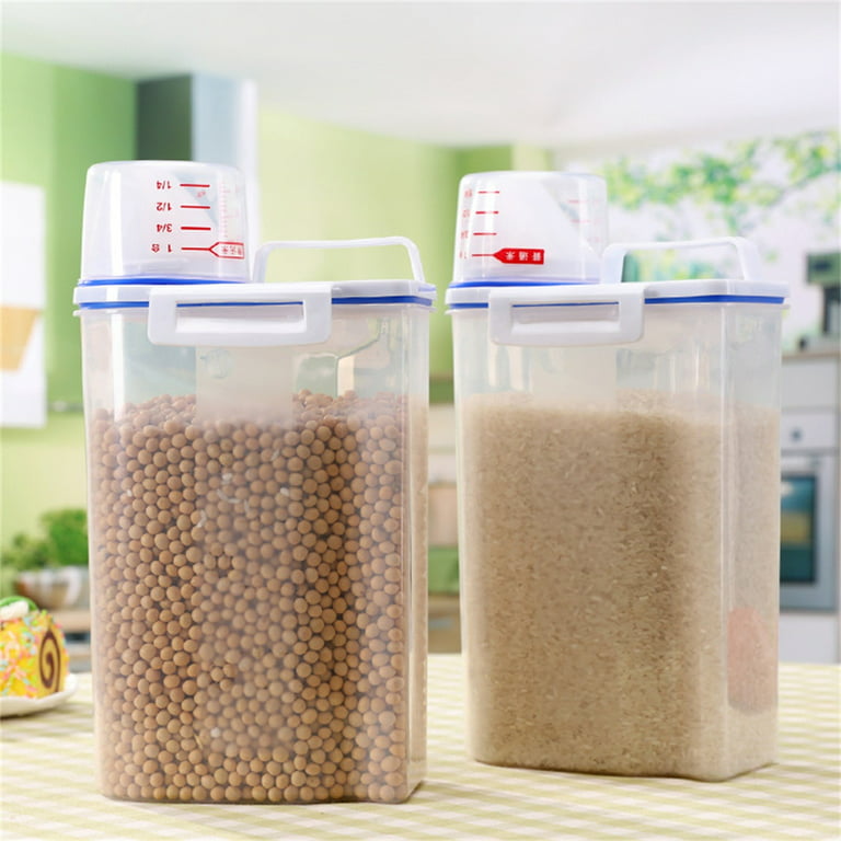 MR.Siga 2 Pack Airtight Cereal Dispenser Set, Plastic Cereal Containers  Storage Dispenser, BPA Free, 1.3 L / 1.37qt, Medium, White 