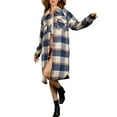 thumbnail image 2 of Sedceaty Women's Long Shacket Jacket, Plaid Print Long Sleeve Lapel Button Down Casual Coat Autumn Winter Outerwear, 2 of 5