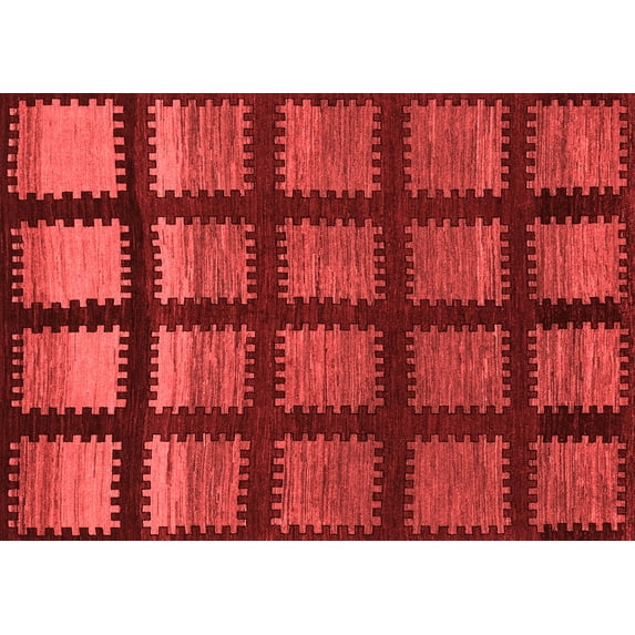 Ahgly Company Machine Washable Indoor Rectangle Abstract Red Modern Area Rugs, 8' x 10'