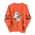 thumbnail image 4 of TKLPEHG Halloween Sweatshirts for Women Cute Guitar Ghost Graphic Fall Sweatshirt Fashion Crewneck Long Sleeve Casual Vintage Pullover (Orange,L), 4 of 8